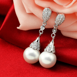 Classic Teardrop Pearl Bridal Earrings