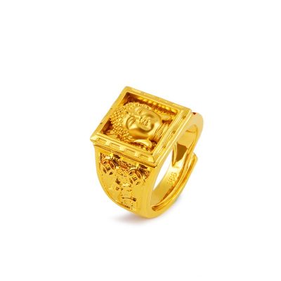 Golden Buddha Head Men Ring